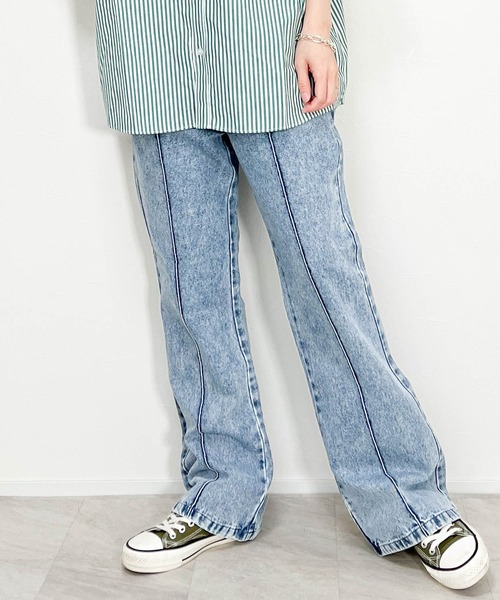 Ritzy（リッツィー）の「12オンス デニムセミ フレアパンツ レディース メンズ（デニムパンツ・メンズ・ブラック系その他2/インディゴブルー/ブルー系その他2/ブルー系その他/ブラック系その他・MEDIUM/X-LARGE/LARGE）」の5枚目の写真