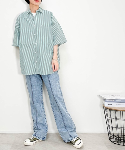 Ritzy（リッツィー）の「12オンス デニムセミ フレアパンツ レディース メンズ（デニムパンツ・メンズ・ブラック系その他2/インディゴブルー/ブルー系その他2/ブルー系その他/ブラック系その他・MEDIUM/X-LARGE/LARGE）」の22枚目の写真