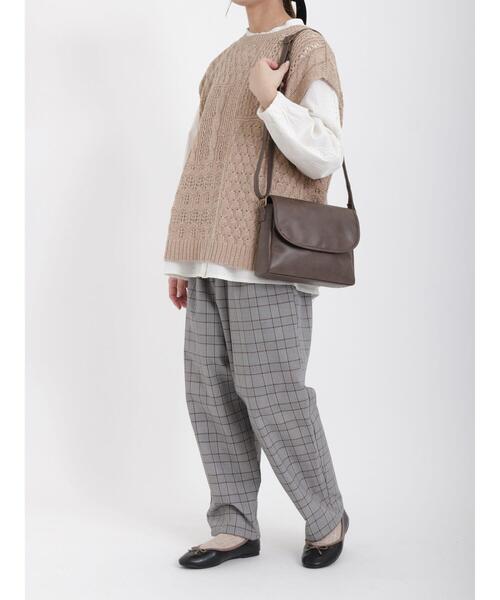 Samansa Mos2（サマンサ モスモス）の「スラブパッチワーク前後2WAYニットベスト（ベスト・レディース・ベージュ/ブラック/キナリ/グリーン/ブルー・ﾌﾘ-）」の8枚目の写真