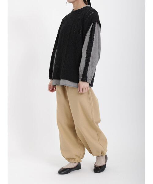 Samansa Mos2（サマンサ モスモス）の「スラブパッチワーク前後2WAYニットベスト（ベスト・レディース・ベージュ/ブラック/キナリ/グリーン/ブルー・ﾌﾘ-）」の10枚目の写真