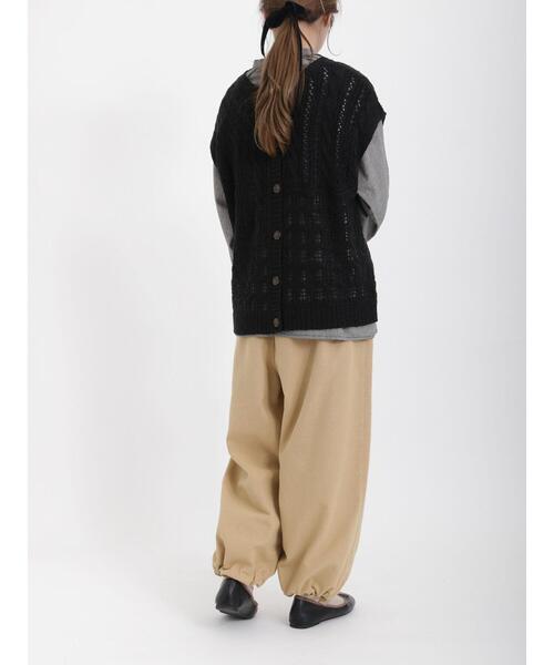 Samansa Mos2（サマンサ モスモス）の「スラブパッチワーク前後2WAYニットベスト（ベスト・レディース・ベージュ/ブラック/キナリ/グリーン/ブルー・ﾌﾘ-）」の12枚目の写真