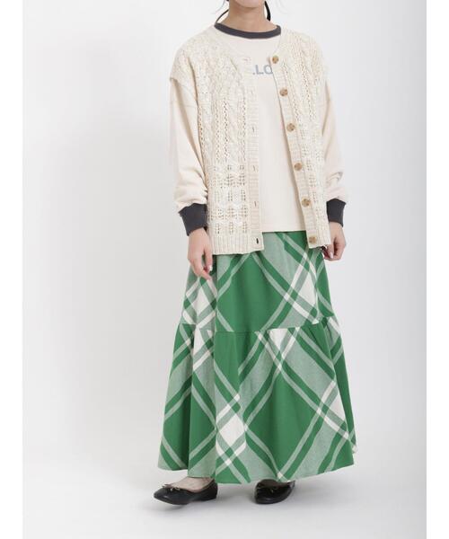 Samansa Mos2（サマンサ モスモス）の「スラブパッチワーク前後2WAYニットベスト（ベスト・レディース・ベージュ/ブラック/キナリ/グリーン/ブルー・ﾌﾘ-）」の14枚目の写真