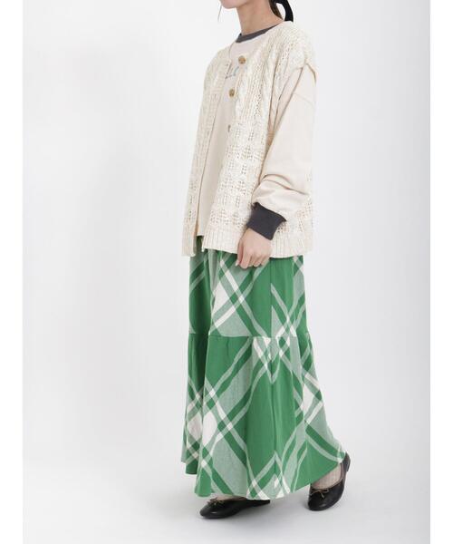 Samansa Mos2（サマンサ モスモス）の「スラブパッチワーク前後2WAYニットベスト（ベスト・レディース・ベージュ/ブラック/キナリ/グリーン/ブルー・ﾌﾘ-）」の15枚目の写真