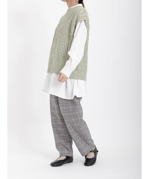Samansa Mos2（サマンサ モスモス）の「スラブパッチワーク前後2WAYニットベスト（ベスト・レディース・ベージュ/ブラック/キナリ/グリーン/ブルー・ﾌﾘ-）」の21枚目の写真