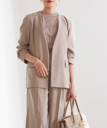 【SALE】 Liesse（リエス）の「リネン混ノーカラージャケット ジャケット・アウター