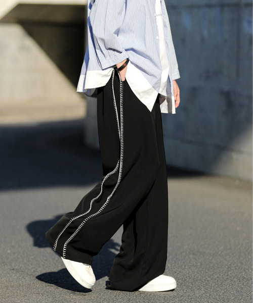 neos(ネオス)の「【neos -addictive design-】ルーズシルエット ハンドステッチ ライン ワイド パンツ(その他パンツ・メンズ・ブラック/グレー・MEDIUM/LARGE/X-LARGE)」の7枚目の写真