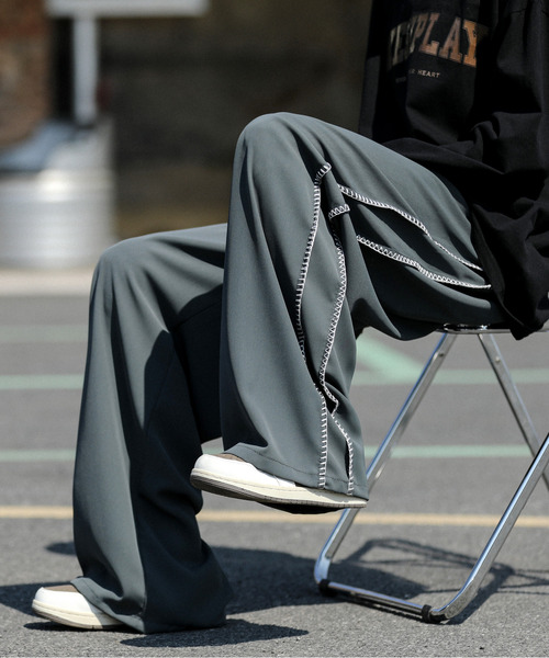 neos(ネオス)の「【neos -addictive design-】ルーズシルエット ハンドステッチ ライン ワイド パンツ(その他パンツ・メンズ・ブラック/グレー・MEDIUM/LARGE/X-LARGE)」の12枚目の写真