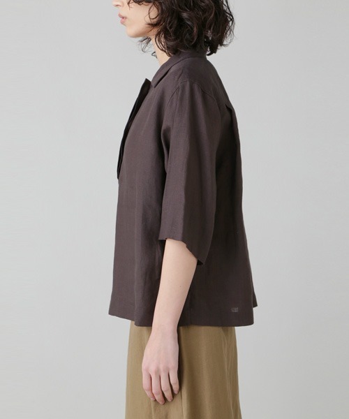 美品*マーガレットハウエル*LINEN VOILE*襟付きリネンブラウス*半袖 LINEN VOILE | MARGARET HOWELL（マーガレット・ハウエル