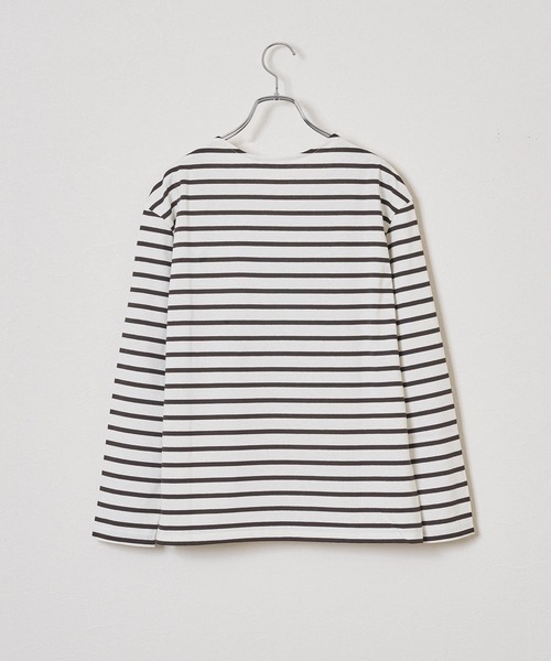 Liyoca(リヨカ)の「【Liyoca】オーガニックコットン長袖ボーダープルオーバー -手洗い可-(Tシャツ/カットソー・レディース・イエロー/スミクロ/ブラウン・FREE)」の7枚目の写真