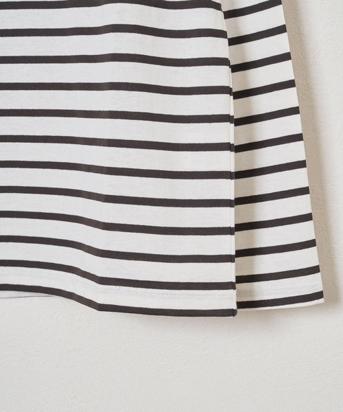 Liyoca(リヨカ)の「【Liyoca】オーガニックコットン長袖ボーダープルオーバー -手洗い可-(Tシャツ/カットソー・レディース・イエロー/スミクロ/ブラウン・FREE)」の9枚目の写真