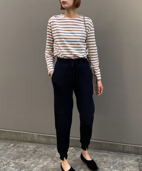 Liyoca(リヨカ)の「【Liyoca】オーガニックコットン長袖ボーダープルオーバー -手洗い可-(Tシャツ/カットソー・レディース・イエロー/スミクロ/ブラウン・FREE)」の14枚目の写真