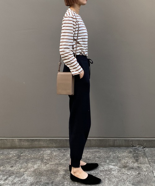 Liyoca(リヨカ)の「【Liyoca】オーガニックコットン長袖ボーダープルオーバー -手洗い可-(Tシャツ/カットソー・レディース・イエロー/スミクロ/ブラウン・FREE)」の15枚目の写真