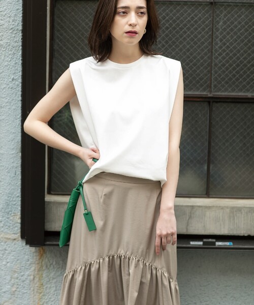 OPAQUE.CLIP（オペークドットクリップ）の「◆≪ヒルナンデス！で紹介≫ シルキースーピマ フレンチスリーブカットソー【イージーケア/接触冷感/洗濯機洗い可】（Tシャツ/カットソー・レディース・ホワイト系/ブラック/ブラウン系その他/サンドベージュ/ブルー系5・36/38/40）」の12枚目の写真