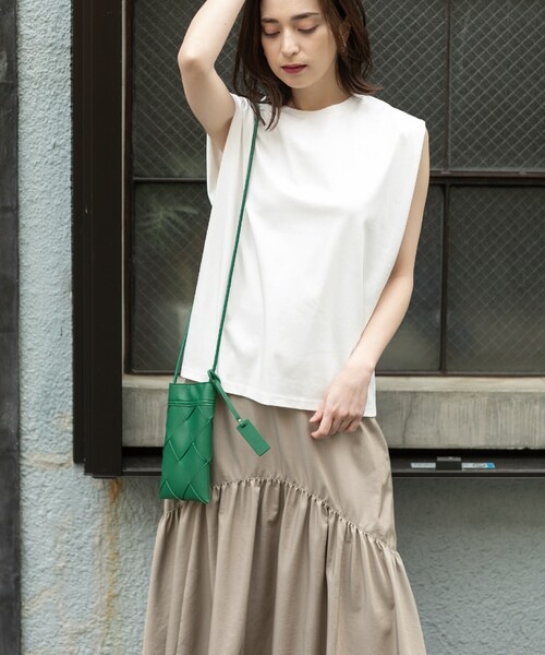 OPAQUE.CLIP（オペークドットクリップ）の「◆≪ヒルナンデス！で紹介≫ シルキースーピマ フレンチスリーブカットソー【イージーケア/接触冷感/洗濯機洗い可】（Tシャツ/カットソー・レディース・ホワイト系/ブラック/ブラウン系その他/サンドベージュ/ブルー系5・36/38/40）」の15枚目の写真