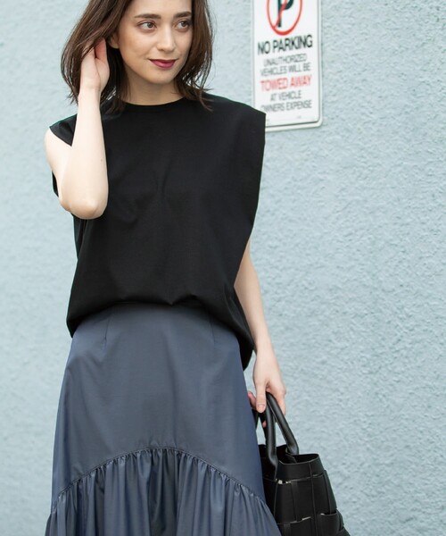 OPAQUE.CLIP（オペークドットクリップ）の「◆≪ヒルナンデス！で紹介≫ シルキースーピマ フレンチスリーブカットソー【イージーケア/接触冷感/洗濯機洗い可】（Tシャツ/カットソー・レディース・ホワイト系/ブラック/ブラウン系その他/サンドベージュ/ブルー系5・36/38/40）」の19枚目の写真