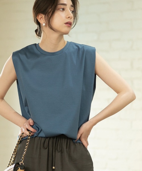 OPAQUE.CLIP（オペークドットクリップ）の「◆≪ヒルナンデス！で紹介≫ シルキースーピマ フレンチスリーブカットソー【イージーケア/接触冷感/洗濯機洗い可】（Tシャツ/カットソー・レディース・ホワイト系/ブラック/ブラウン系その他/サンドベージュ/ブルー系5・36/38/40）」の5枚目の写真