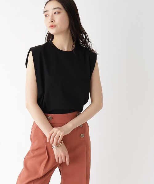 OPAQUE.CLIP（オペークドットクリップ）の「◆≪ヒルナンデス！で紹介≫ シルキースーピマ フレンチスリーブカットソー【イージーケア/接触冷感/洗濯機洗い可】（Tシャツ/カットソー・レディース・ホワイト系/ブラック/ブラウン系その他/サンドベージュ/ブルー系5・36/38/40）」の7枚目の写真