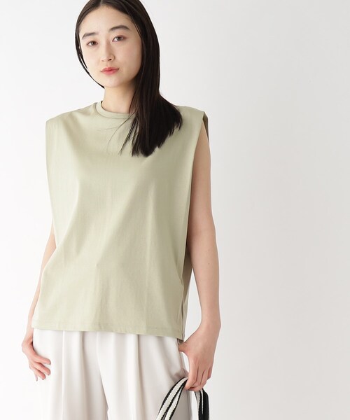 OPAQUE.CLIP（オペークドットクリップ）の「◆≪ヒルナンデス！で紹介≫ シルキースーピマ フレンチスリーブカットソー【イージーケア/接触冷感/洗濯機洗い可】（Tシャツ/カットソー・レディース・ホワイト系/ブラック/ブラウン系その他/サンドベージュ/ブルー系5・36/38/40）」の8枚目の写真