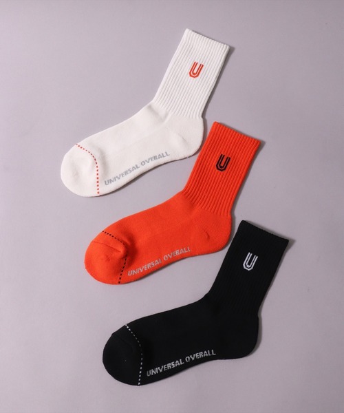UNIVERSAL OVERALL(ユニバーサルオーバーオール)の「(LG)【UNIVERSAL OVERALL】【3足セット】サイド ロゴ クルー ソックス(ソックス/靴下・メンズ・その他1・25-27CM/23-25cm)」の3枚目の写真