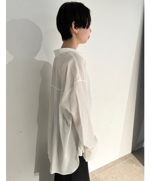 emmi(エミ)の「【emmi atelier】シアーベーシックシャツ(シャツ/ブラウス・レディース・ミント/ネイビー/ホワイト・FREE)」の7枚目の写真