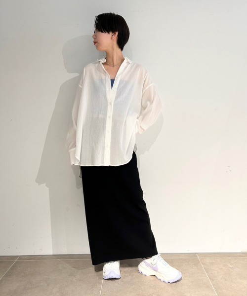 emmi(エミ)の「【emmi atelier】シアーベーシックシャツ(シャツ/ブラウス・レディース・ミント/ネイビー/ホワイト・FREE)」の11枚目の写真