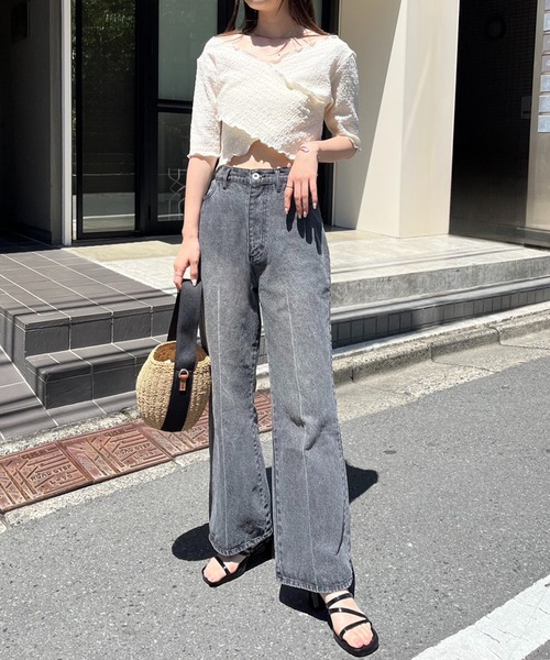 one after another NICE CLAUP(ワンアフターアナザーナイスクラップ)の「【S/Mサイズ】ハイウエストワイドデニム(デニムパンツ・レディース・ピンク/ブラック系/その他/ライトブルー/ブルー・SMALL/MEDIUM)」の22枚目の写真