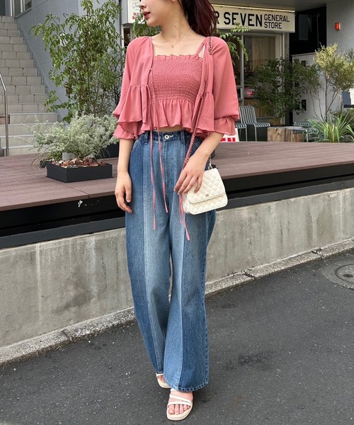 one after another NICE CLAUP(ワンアフターアナザーナイスクラップ)の「【S/Mサイズ】ハイウエストワイドデニム(デニムパンツ・レディース・ピンク/ブラック系/その他/ライトブルー/ブルー・SMALL/MEDIUM)」の6枚目の写真