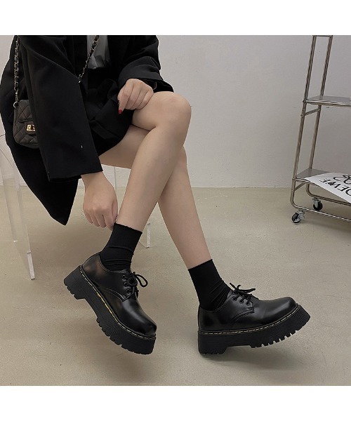 Burner(バーナー)の「【OKUOKU 0909】 レースアップシューズ ローファー oku-shoes-679034939337-42(ローファー・レディース・ブラック・36/38/40)」の2枚目の写真