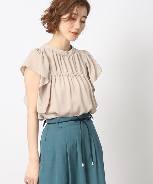 grove（グローブ）の「◆一枚で華やか！楊柳ギャザーフリルブラウス（シャツ/ブラウス・レディース・ブラック/ダークグリーン/ナチュラル・02/03/04/01/05）」の14枚目の写真