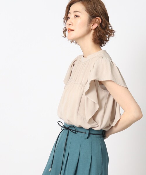 grove（グローブ）の「◆一枚で華やか！楊柳ギャザーフリルブラウス（シャツ/ブラウス・レディース・ブラック/ダークグリーン/ナチュラル・02/03/04/01/05）」の15枚目の写真
