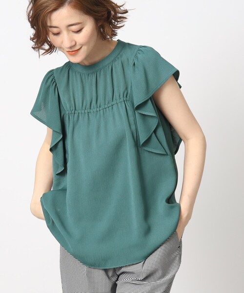 grove（グローブ）の「◆一枚で華やか！楊柳ギャザーフリルブラウス（シャツ/ブラウス・レディース・ブラック/ダークグリーン/ナチュラル・02/03/04/01/05）」の21枚目の写真