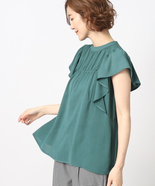 grove（グローブ）の「◆一枚で華やか！楊柳ギャザーフリルブラウス（シャツ/ブラウス・レディース・ブラック/ダークグリーン/ナチュラル・02/03/04/01/05）」の22枚目の写真