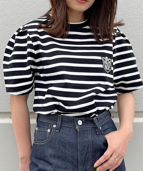 nina mew(ニーナミュウ)の「ボーダーワッペントップス(Tシャツ/カットソー・レディース・ホワイト/ベージュ・FREE)」の19枚目の写真