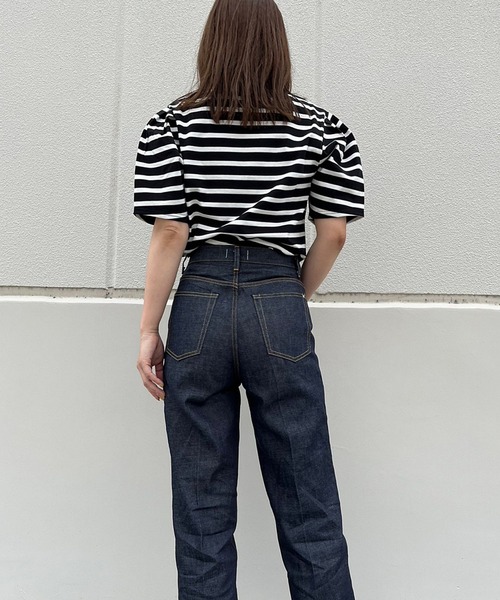 nina mew(ニーナミュウ)の「ボーダーワッペントップス(Tシャツ/カットソー・レディース・ホワイト/ベージュ・FREE)」の5枚目の写真