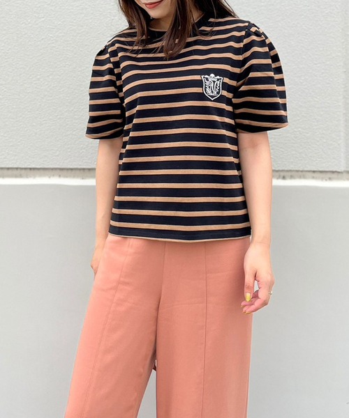 nina mew(ニーナミュウ)の「ボーダーワッペントップス(Tシャツ/カットソー・レディース・ホワイト/ベージュ・FREE)」の14枚目の写真