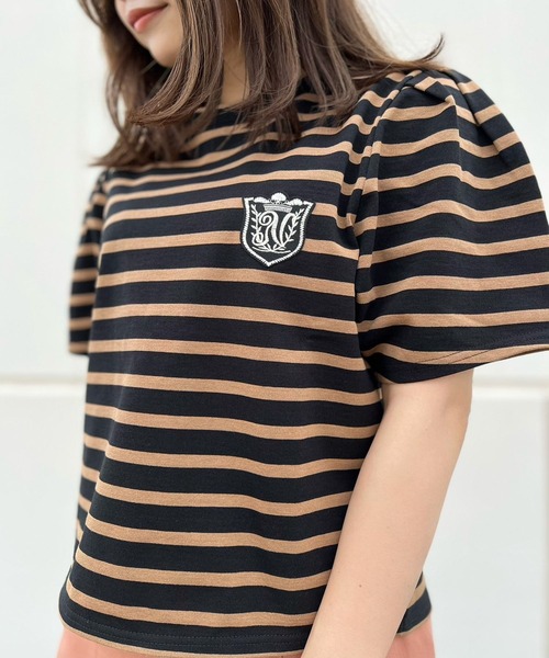 nina mew(ニーナミュウ)の「ボーダーワッペントップス(Tシャツ/カットソー・レディース・ホワイト/ベージュ・FREE)」の12枚目の写真