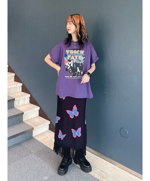 jouetie（ジュエティ）の「グランジBIGTシャツ（Tシャツ/カットソー・レディース・ブラック/パープル/アイボリー・MEDIUM）」の6枚目の写真