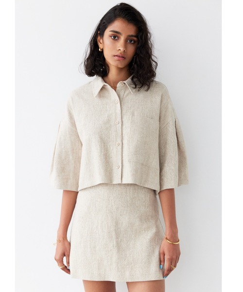 ALEXIA STAM(アリシアスタン)の「Linen Mini Skirt /リネンミニ台形スカート(スカート・レディース・ベージュ/チャコールグレー・S/M)」の9枚目の写真