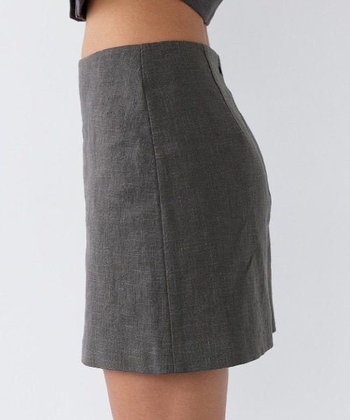 ALEXIA STAM(アリシアスタン)の「Linen Mini Skirt /リネンミニ台形スカート(スカート・レディース・ベージュ/チャコールグレー・S/M)」の6枚目の写真