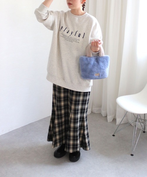 COLDE (コルデ)の「フェイクファーバイカラートートバッグ(トートバッグ・レディース・サックスブルー/イエロー/チャコールグレー/パープル・FREE)」の13枚目の写真