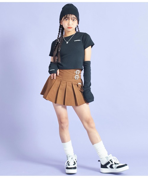 ANAP GｉRL（アナップガール）の「アームウォーマー付刺繍トップス（Tシャツ/カットソー・キッズ・グレー/ブラック/グリーン・XS/S/M）」の20枚目の写真