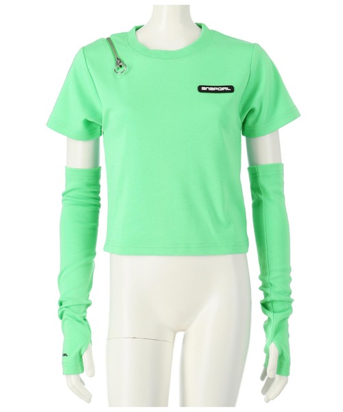 ANAP GｉRL（アナップガール）の「アームウォーマー付刺繍トップス（Tシャツ/カットソー・キッズ・グレー/ブラック/グリーン・XS/S/M）」の15枚目の写真