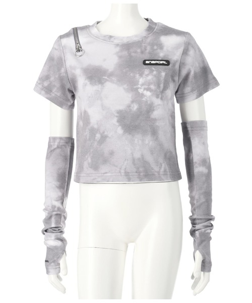 ANAP GｉRL（アナップガール）の「アームウォーマー付刺繍トップス（Tシャツ/カットソー・キッズ・グレー/ブラック/グリーン・XS/S/M）」の14枚目の写真