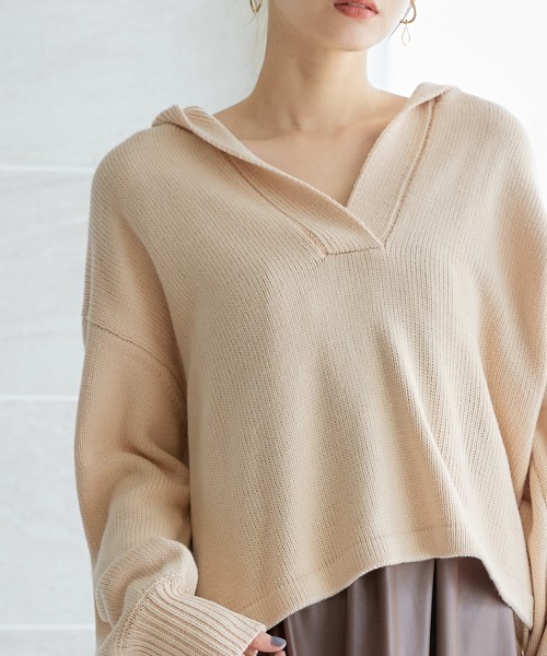 miclat（ミクラ）の「大きいサイズ　ニットパーカー　miclat（ニット/セーター・レディース・ブラック/ベージュ・L/LL/3L/4L/5L）」の14枚目の写真