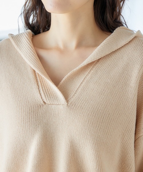 miclat（ミクラ）の「大きいサイズ　ニットパーカー　miclat（ニット/セーター・レディース・ブラック/ベージュ・L/LL/3L/4L/5L）」の7枚目の写真