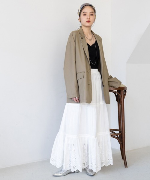 RAGEBLUE（レイジブルー）の「コットンレースロングスカート（スカート・レディース・ホワイト/ブラック/ブルー/ホワイト系その他/ブラック系2/ホワイト系2/グレー/ブルー系その他3/ブラウン系・FREE）」の14枚目の写真