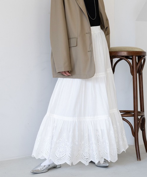 RAGEBLUE（レイジブルー）の「コットンレースロングスカート（スカート・レディース・ホワイト/ブラック/ブルー/ホワイト系その他/ブラック系2/ホワイト系2/グレー/ブルー系その他3/ブラウン系・FREE）」の16枚目の写真