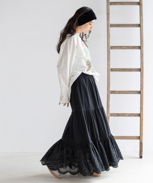 RAGEBLUE（レイジブルー）の「コットンレースロングスカート（スカート