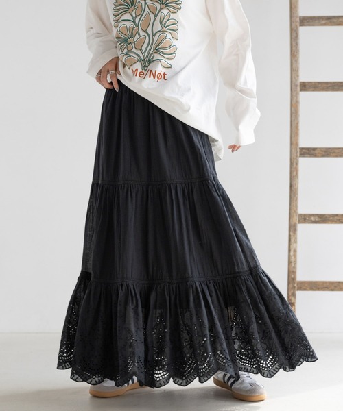 RAGEBLUE（レイジブルー）の「コットンレースロングスカート（スカート・レディース・ホワイト/ブラック/ブルー/ホワイト系その他/ブラック系2/ホワイト系2/グレー/ブルー系その他3/ブラウン系・FREE）」の19枚目の写真