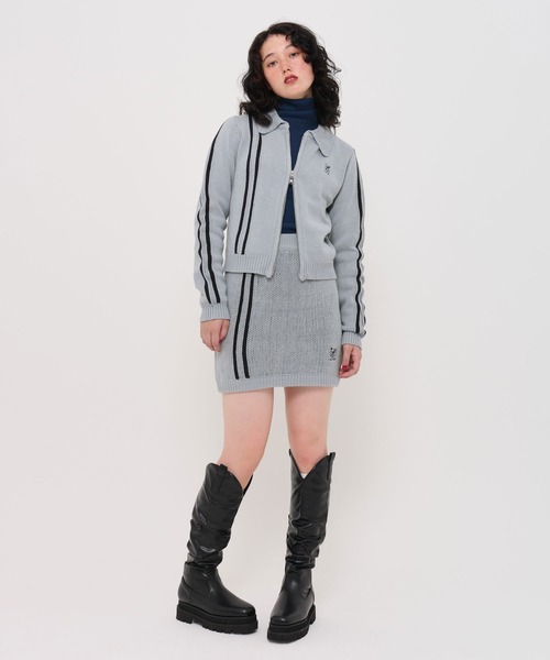 TINA：JOJUN（ティーナジョジュン）の「トラック ニットミニスカート TINA：JOJUN（スカート・レディース・チャコール/ライトブルー・M）」の5枚目の写真